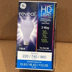 Old Style - GE Reveal - 3 Way - Light Bulb - 30/70/100 Watt - not Led